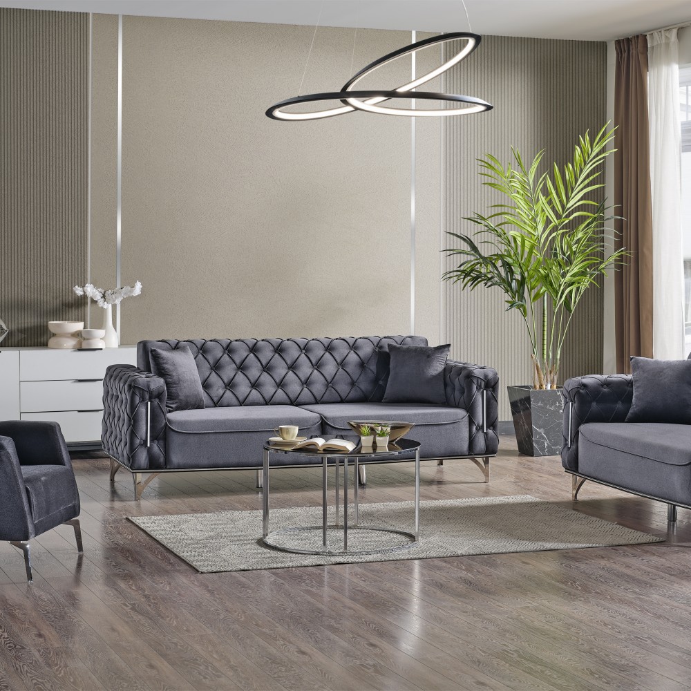 Canapea Casafun HANEDAN, Gri, 3 locuri, 223x90x 83 cm